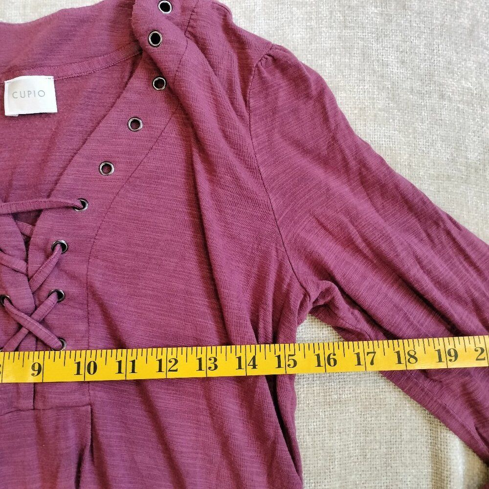 Cupio Women's Large Mauve Pink Sleeve Laced Up Front Shirt Size Medium - Picture 5 of 7